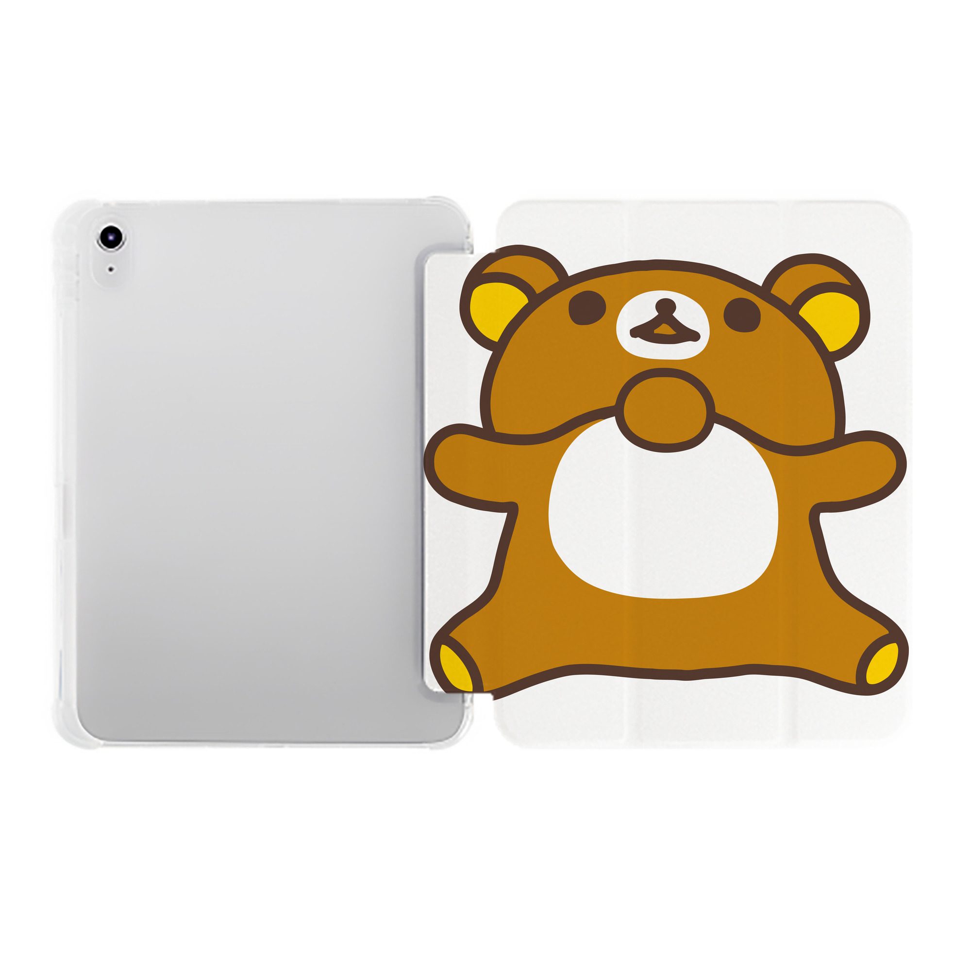 （画像用） リラックマ リラックマ キイロイトリ Rilakkuma Korilakkuma Kiiroitori IPad ケース ペン収納付き 三つ折りスタンド PUレザー×シリコン 対応機種9.5/10.5/10.9インチ